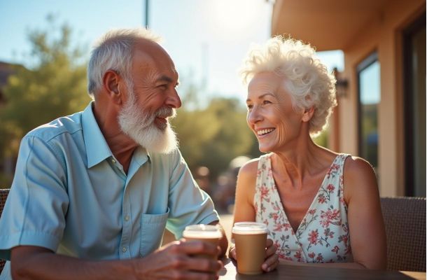 Older couple with coffee