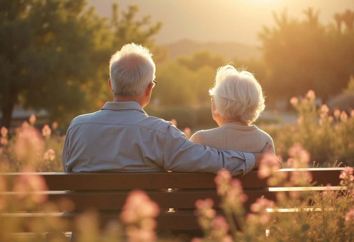 Older couple on bench